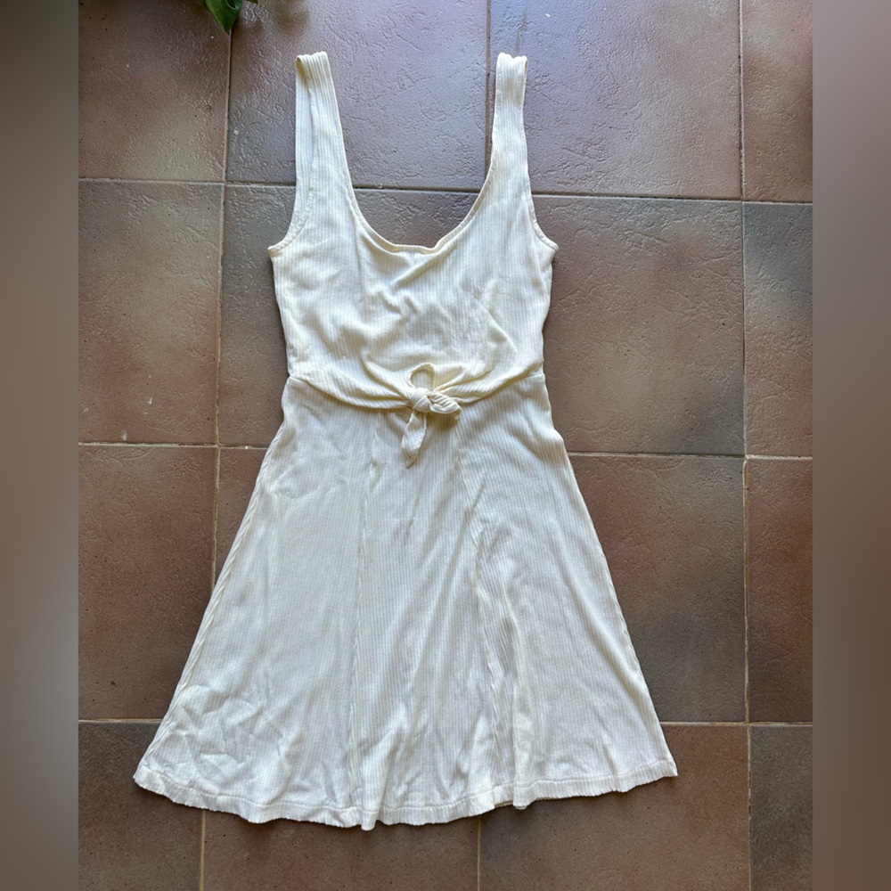 l*space Cream Ribbed Tie-Front Tank Dress